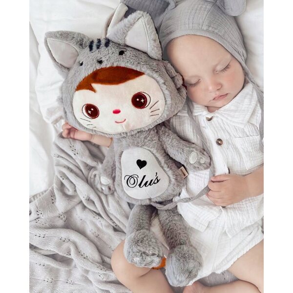 Metoo Puchaty Kocurek personalizzato con nome, peluche morbido e sicuro per bambini