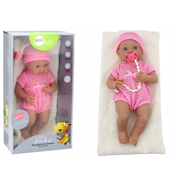 Baby Doll in abiti rosa con cappello, ciuccio e trapunta 39 cm