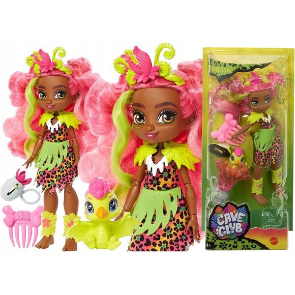 Bambola Fernessa Cave Club con un simpatico animale e accessori Mattel per bambini 4+