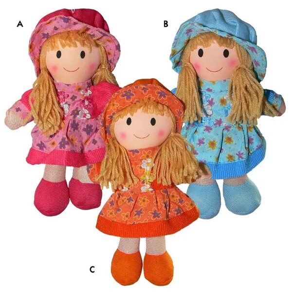 Bambola di Stoffa HM Studio 20 cm con Vestito Arancione e Cappello