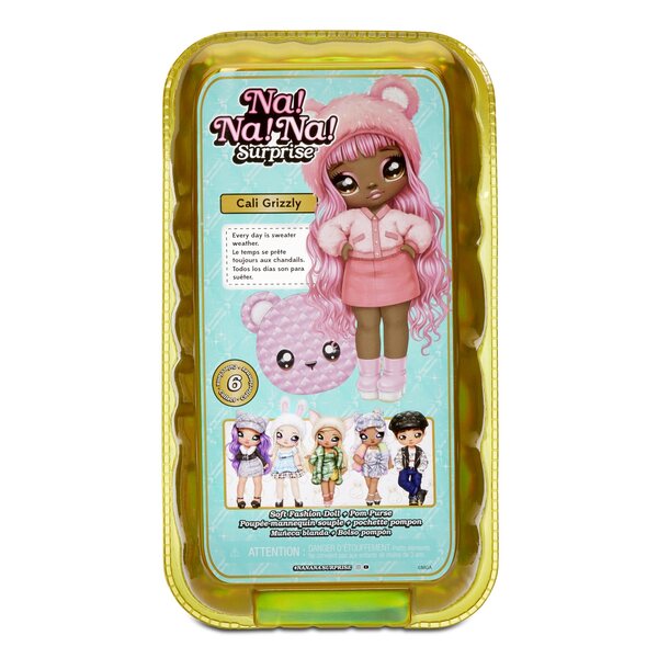 Na Na Na Surprise Glam Cali Grizzly Doll с чанта 2 в 1 Fashion and Sparkles