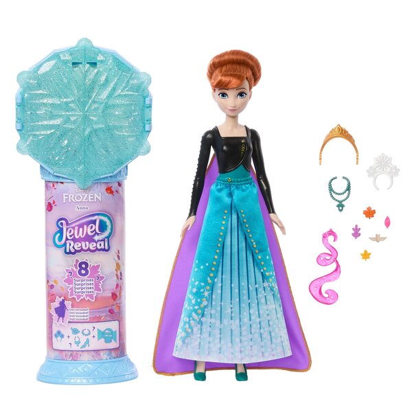 Anna Jewel Reveal Puppe aus Frozen mit Überraschung und Zubehör 29 cm Mattel