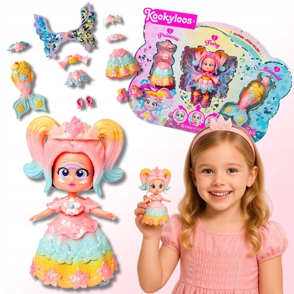 KookyLoos Rainbow Doll Fairytale con 3 Costumi e Accessori per Bambini