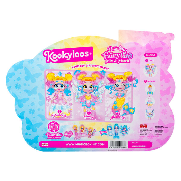 KookyLoos Rainbow Doll Fairytale con 3 Costumi e Accessori per Bambini