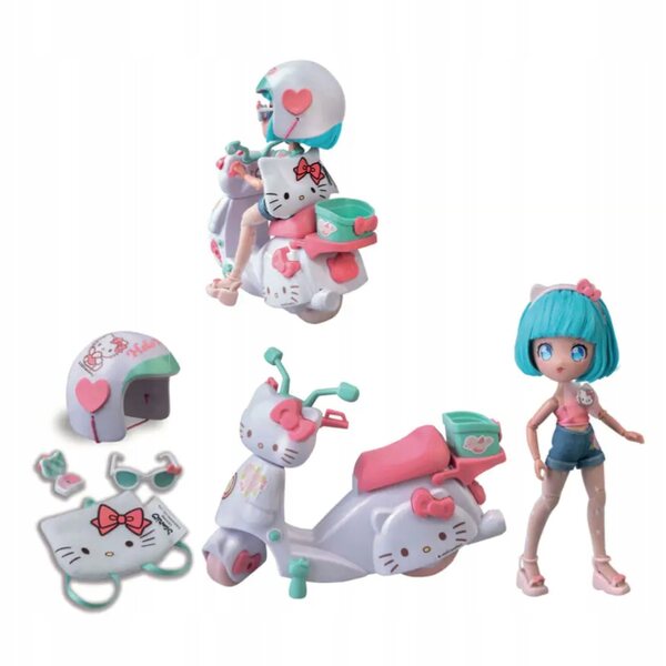 Hello Kitty Doll Pretty Pink Scooter Famous mit Roller und Modeaccessoires