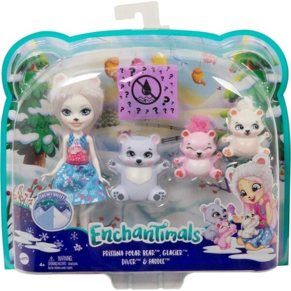 Enchantimals Pristina Eisbär und drei Teddybären – Puppen- und Tierfreunde
