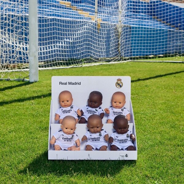 Miniland Real Madrid Puppe, 21 cm, europäisches Kind in offizieller Uniform