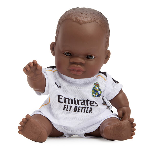 Miniland Real Madrid Afrikanische Jungenpuppe, 21 cm, im offiziellen Kleid