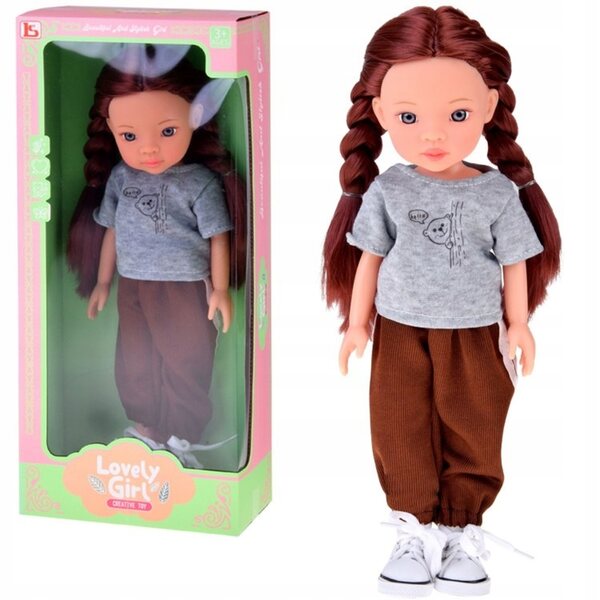 Lovely Girl bambola con lunghi capelli castani e abbigliamento sportivo 33 cm