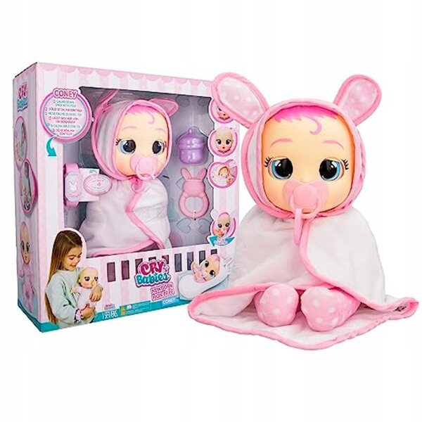 Cry Babies - Interaktywna lalka noworodek Newborn Coney 30cm