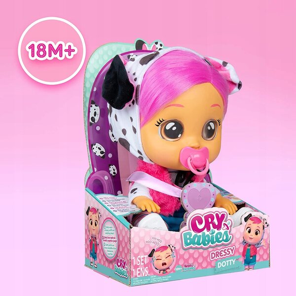 Cry Babies Dressy Dotty 30 cm große interaktive Puppe mit Geräuschen und Tränen