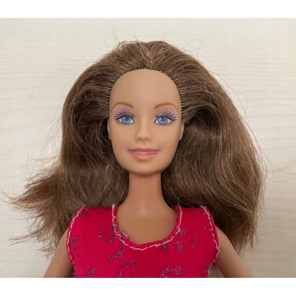 Barbie originale 1999 con abito rosa e scarpe, bambola vintage di qualità