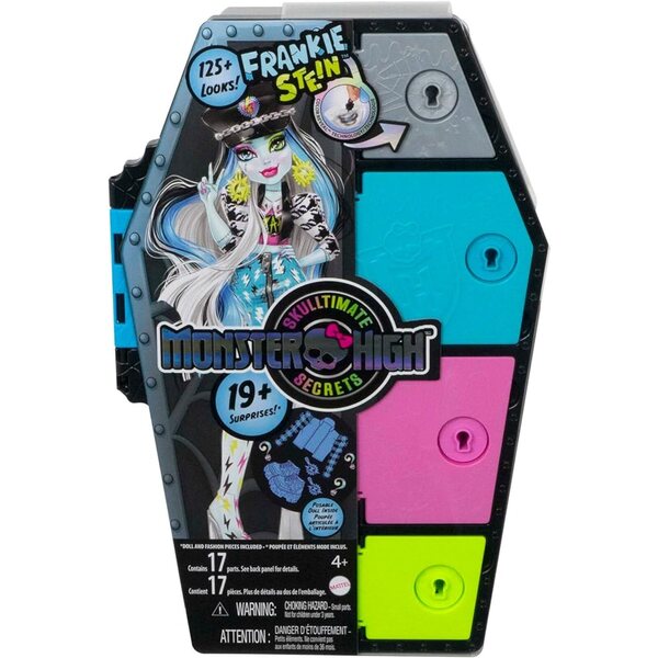 Monster High Frankie Stein con 19 Sorprese, Bambola con Armadietto e Accessori