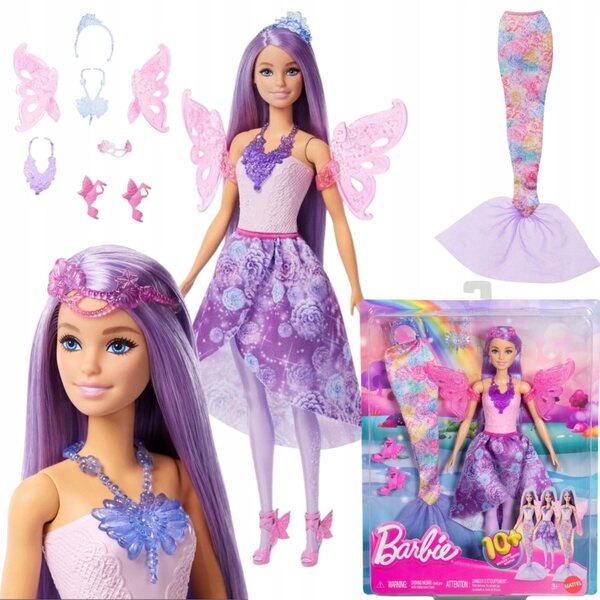 Lalcka Barbie Magische Verwandlung in eine Feenprinzessin oder Meerjungfrau mit Kleidern
