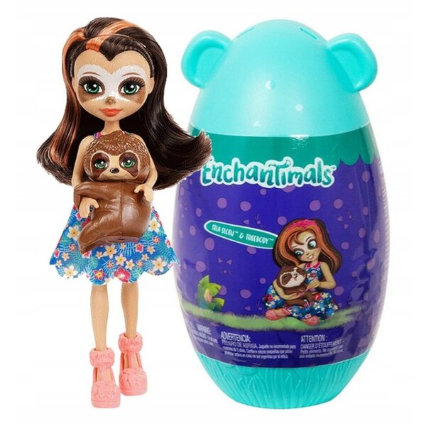 Enchantimals Sela Faultier mit Leniwiec – Puppe, Tier und Zubehör in farbigem Ei