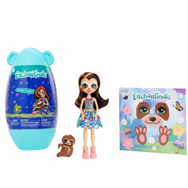 Enchantimals Sela Faultier mit Leniwiec – Puppe, Tier und Zubehör in farbigem Ei