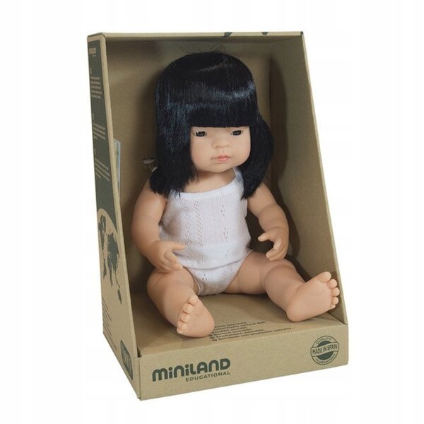 Bambola asiatica Miniland 38 cm con profumo di vaniglia, educativa e resistente