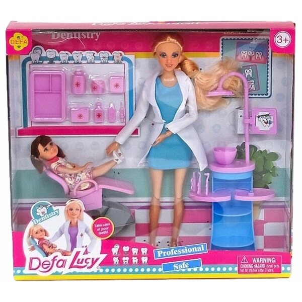 Bambola Defa Lucy, una dentista con studio professionale e accessori per bambini