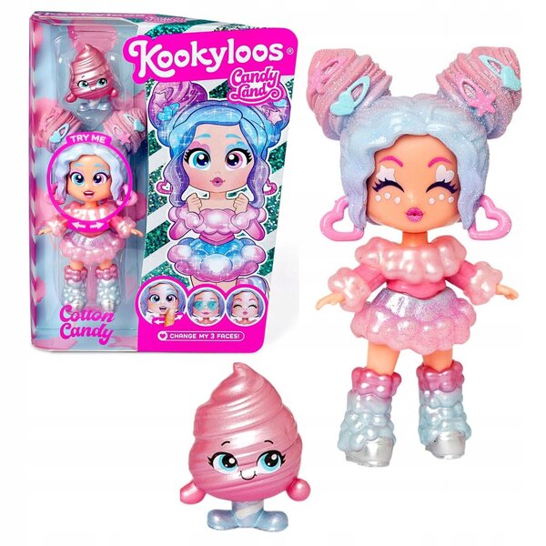 Kookyloos Cotton Candy Land Mini-Figur mit Zubehör und wechselbaren Gesichtern