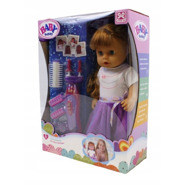Laletta Bobas Realistica con Zaplatarka per Capelli - Gioco per Bambini 3+