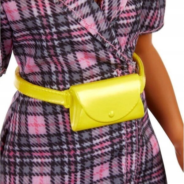 Barbie Fashionistas Modna Przyjaciółka mit kariertem Kleid und Neon-Accessoires