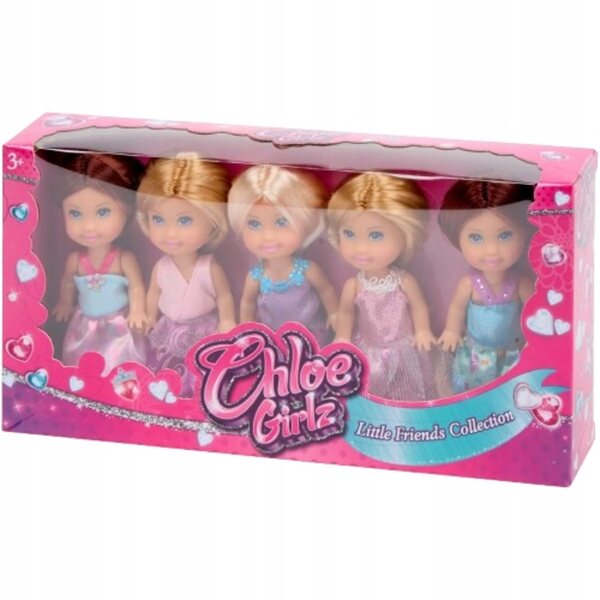 Комплект 5 Mini Lallche Chloe Girlz с цветни дрехи и дълга коса 10-12 см