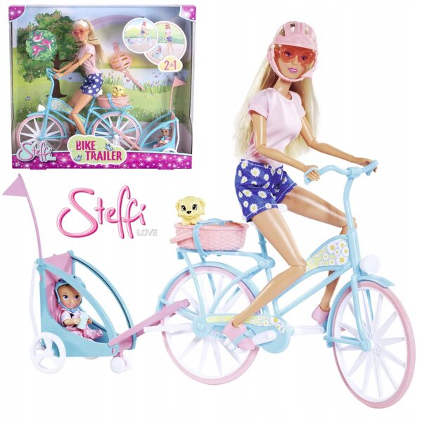 Steffi Love con bici e passeggino per bambola, giocattolo ideale per bambini 3+