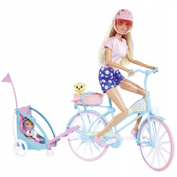 Steffi Love con bici e passeggino per bambola, giocattolo ideale per bambini 3+
