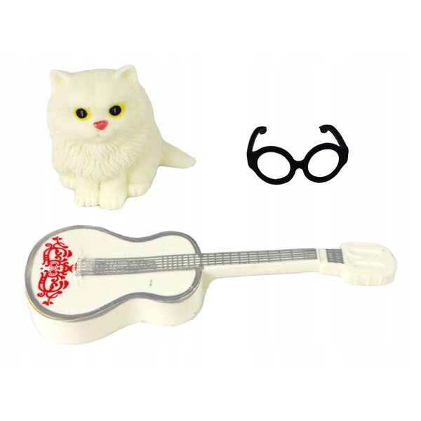 Bambola Emily con Chitarra, Occhiali e Gattino per Bambini da 3 Anni