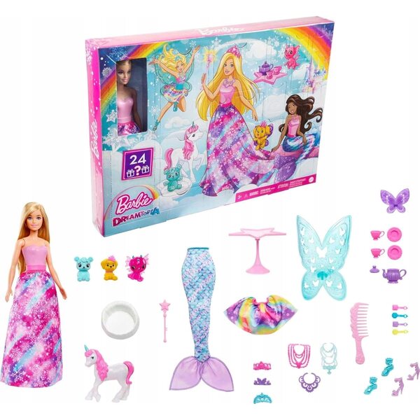 Barbie Dreamtopia Adventskalender 2023 mit 24 Überraschungen und Zubehör