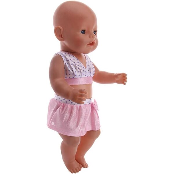 18-Zoll-Puppenkleidung für amerikanische Puppen – 2-teiliges Set mit gepunktetem Oberteil und Rock mit Schleife
