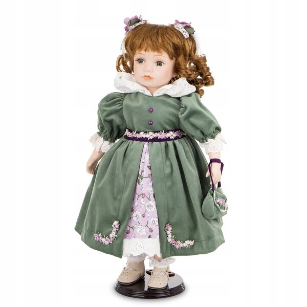 Elegante bambola decorativa in porcellana alta 46 cm, stile classico e raffinato