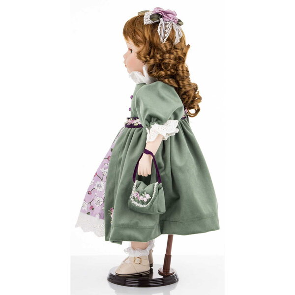 Elegante bambola decorativa in porcellana alta 46 cm, stile classico e raffinato