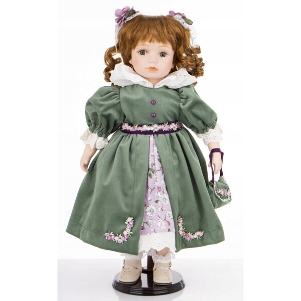 Elegante bambola decorativa in porcellana alta 46 cm, stile classico e raffinato