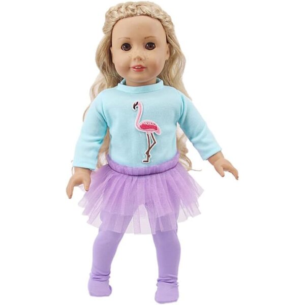 18-Zoll-Puppenkleidungsset mit Flamingokleid und Leggings – Odulu