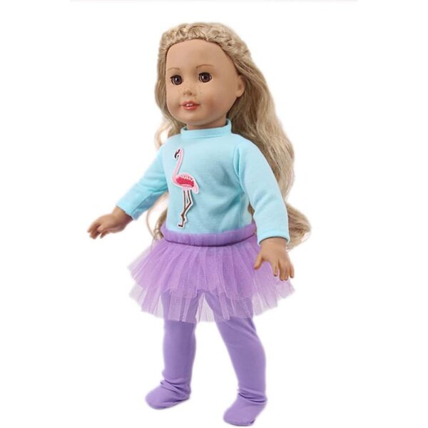 18-Zoll-Puppenkleidungsset mit Flamingokleid und Leggings – Odulu
