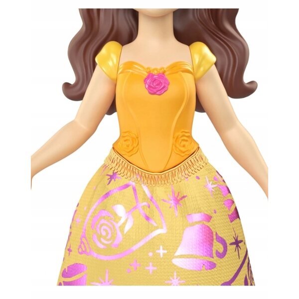 Disney Princess Minipuppe Bella mit goldenem und rosa Kleid, 9 cm