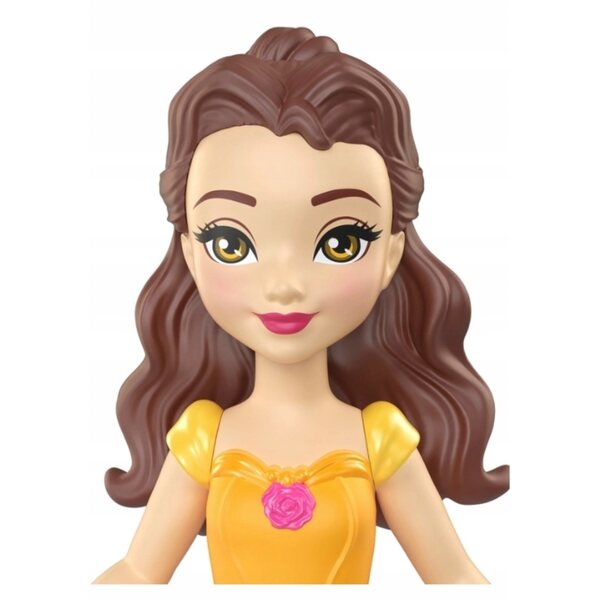 Disney Princess Minipuppe Bella mit goldenem und rosa Kleid, 9 cm