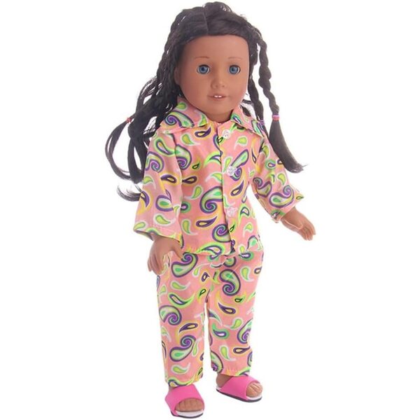 Kleidung für 18-Zoll-amerikanische Puppen – Set aus Pyjama, Oberteil, Hose und Nachthemd