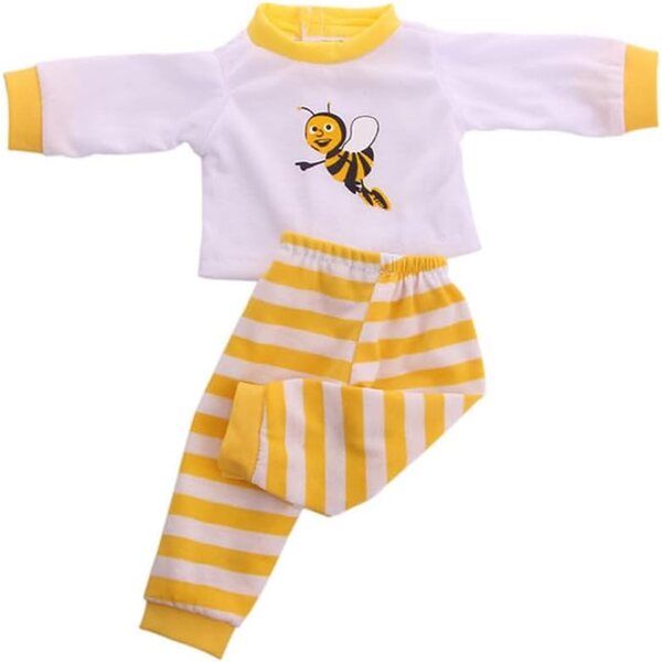 Sommeroutfit für 18-Zoll-Puppen – Oberteil und Hose mit Bienenmuster von odulu