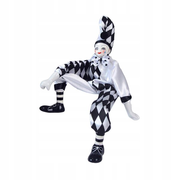 Porzellanclown 38 cm - witzige Stofffigur, Dekoration und Geschenk