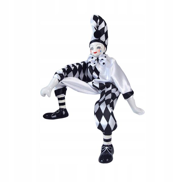 Pagliaccio in porcellana 38 cm - divertente statuina in tessuto, decorazione e regalo