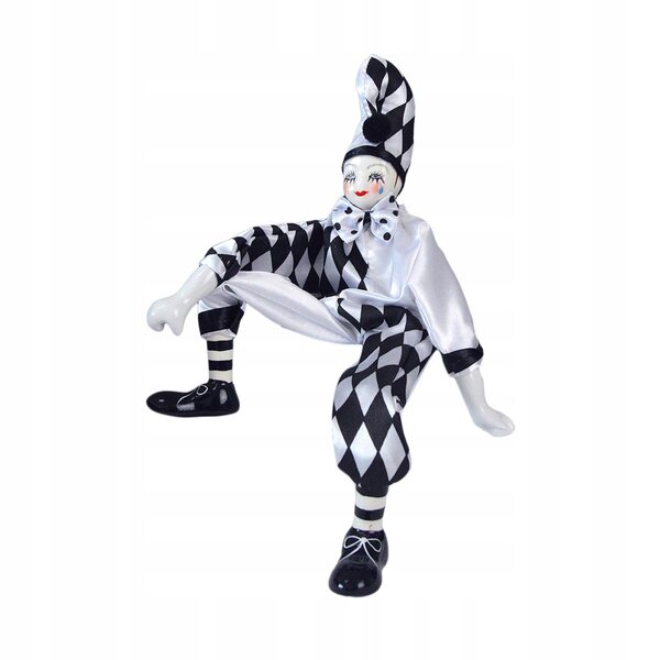 Pagliaccio in porcellana 38 cm - divertente statuina in tessuto, decorazione e regalo