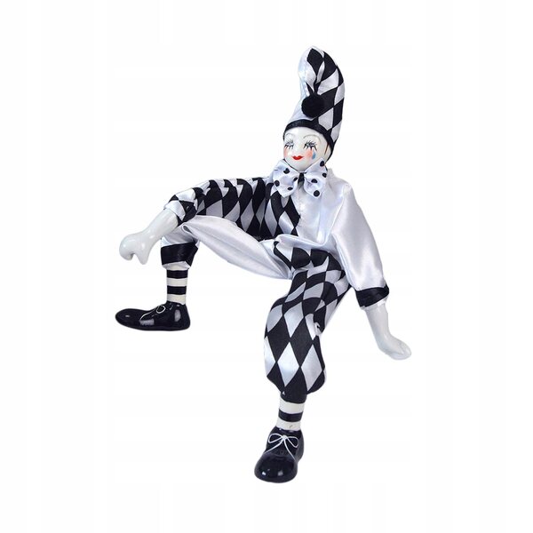 Pagliaccio in porcellana 38 cm - divertente statuina in tessuto, decorazione e regalo