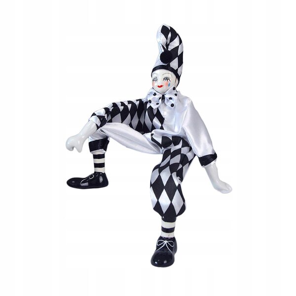 Pagliaccio in porcellana 38 cm - divertente statuina in tessuto, decorazione e regalo