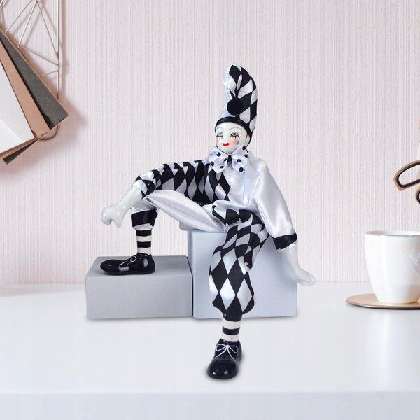 Pagliaccio in porcellana 38 cm - divertente statuina in tessuto, decorazione e regalo