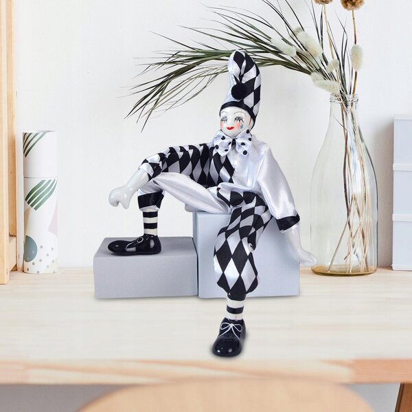 Pagliaccio in porcellana 38 cm - divertente statuina in tessuto, decorazione e regalo