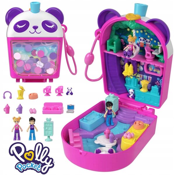 Polly Pocket Bubble Tea Pandy - Компактен комплект за игра с панда и аксесоари за момичета