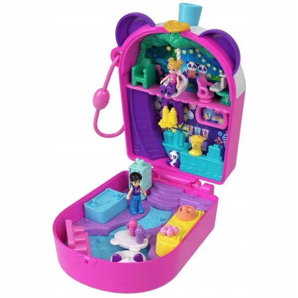 Polly Pocket Bubble Tea Pandy - Ensemble de jeu compact avec panda et accessoires pour filles