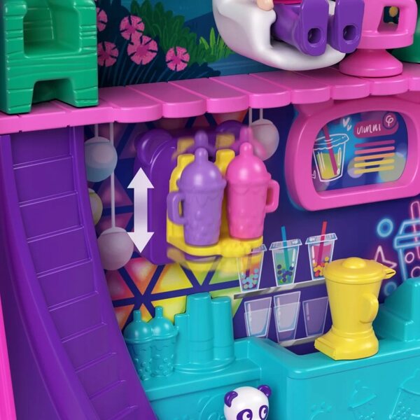 Polly Pocket Bubble Tea Pandy - Ensemble de jeu compact avec panda et accessoires pour filles